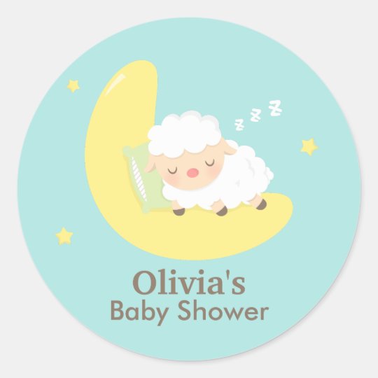 Cute Sleeping Lamb Baby Shower Party Labels