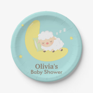 Cute Sleeping Lamb Baby Shower Party Supplies Paper Plate