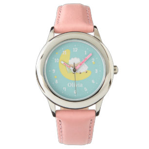 Cute Sleeping Little Lamb on the Moon Kids Watch