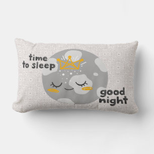 Cute Sleeping Moon Time To Sleep Good Night Lumbar Pillow
