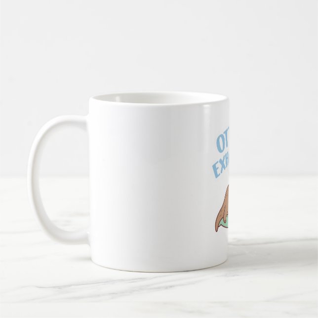 Cute Sleeping Otter Otterly Exhausted Funny Coffee Mug (Left)