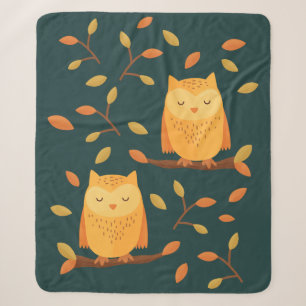 Cute Sleeping Owl Autumn Pattern 🦉 Sherpa Blanket