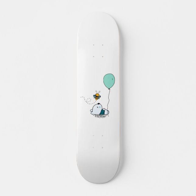 Cute sleeping panda bear with bee skateboard (Front)