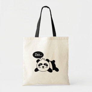 Cute Sleeping Panda Black and White Tote Bag