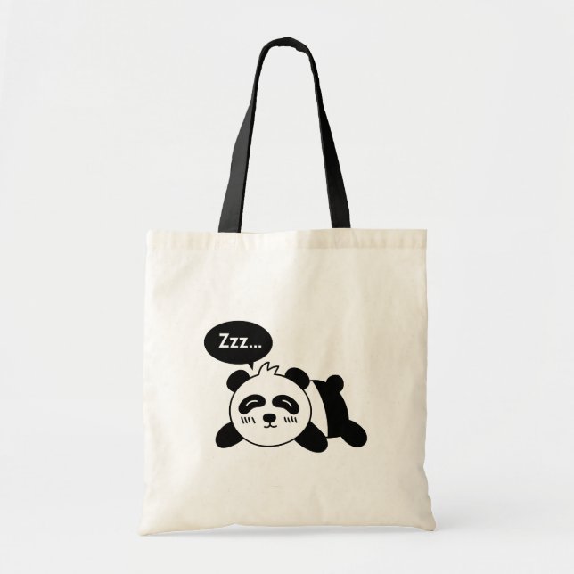 Cute Sleeping Panda Black and White Tote Bag (Front)