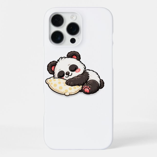 Cute Sleeping Panda with Pillow iPhone Case (Back)