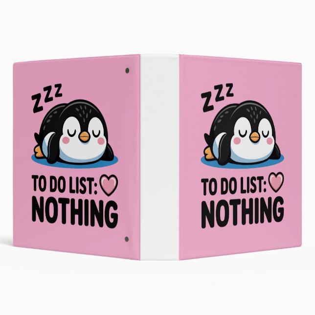 cute sleeping penguin, to do list nothing binder (Background)