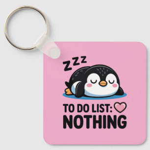 cute sleeping penguin, to do list nothing keychain