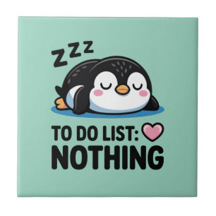 cute sleeping penguin, to do list nothing tile