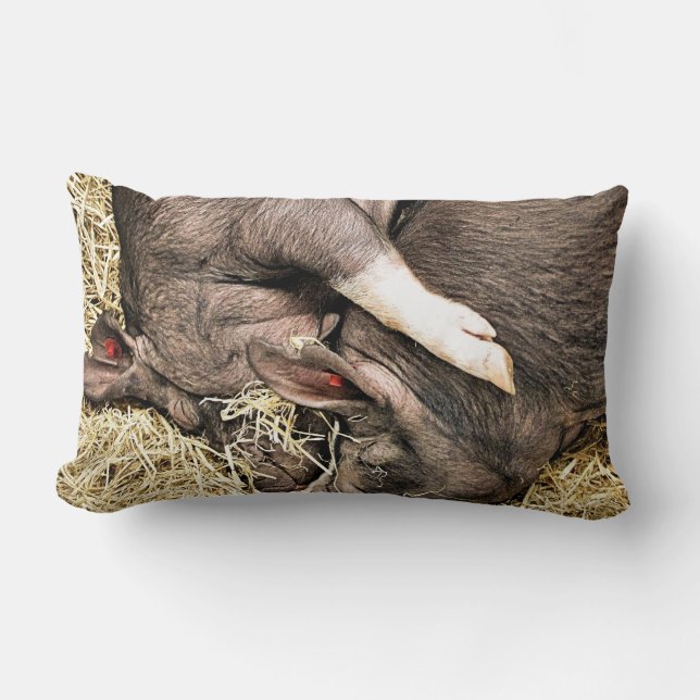 CUTE SLEEPING PIGS LUMBAR PILLOW (Front)