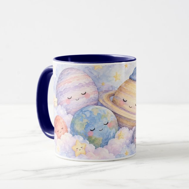 Cute Sleeping Planets Mug (Front Left)