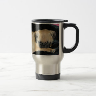 Cute Sleeping Pug Puppy Travel Mug
