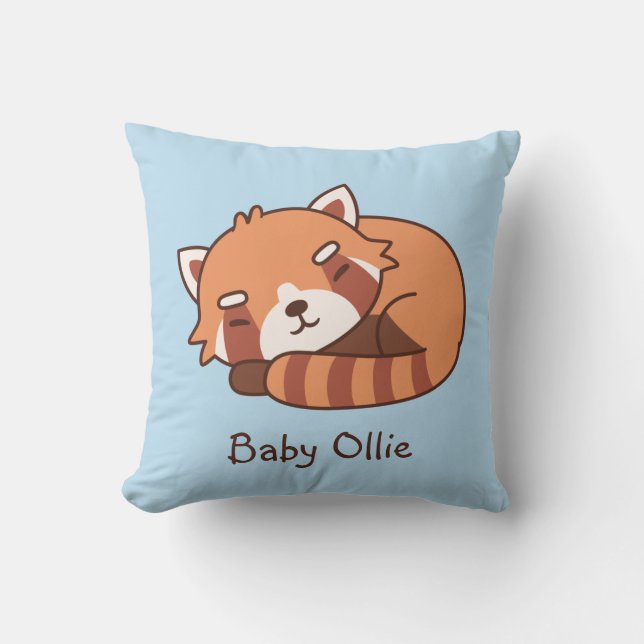 Cute Sleeping Red Panda Baby Nursery Decor Throw P Throw Pillow (Front)