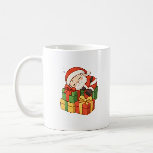 Cute Sleeping Santa Christmas Mug (Left)