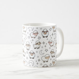 Cute Sleeping Sheep and Moon with Stars Coffee Mug