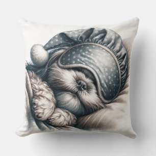 Cute Sleeping Shiba Shih-tzu Dog Throw Pillow
