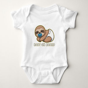 Cute Sleeping Sloth Baby on Board Car Sign New Bodysuit
