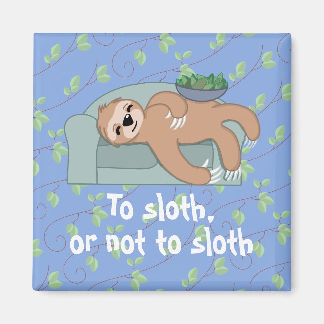 Cute Sleeping Sloth Being Lazy Tropical Jungle Magnet (Front)