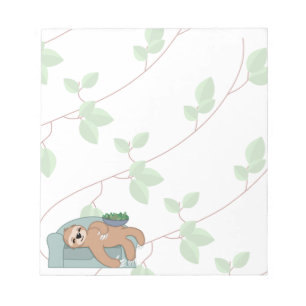 Cute Sleeping Sloth Being Lazy Tropical Jungle Notepad