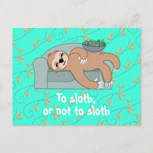 Cute Sleeping Sloth Being Lazy Tropical Jungle Postcard