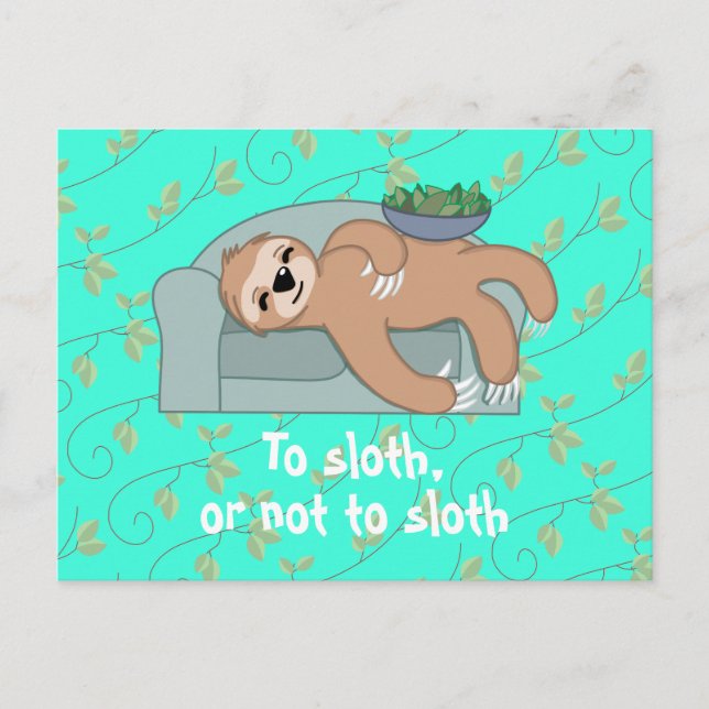 Cute Sleeping Sloth Being Lazy Tropical Jungle Postcard (Front)