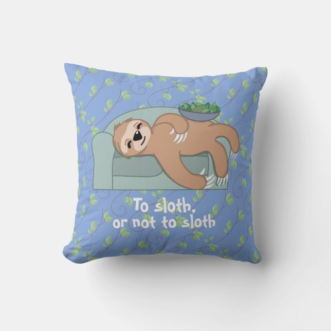 Cute Sleeping Sloth Being Lazy Tropical Jungle Throw Pillow (Front)