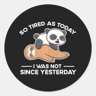 Cute Sleeping-Sloth Panda Funny Lazy Tired Classic Round Sticker