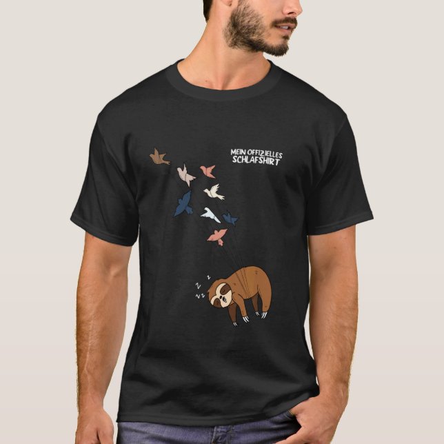 Cute Sleeping Sloth Pyjamas Bedding Sleep T-Shirt (Front)