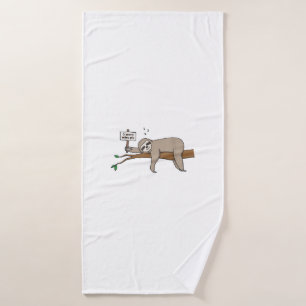 Cute Sleeping Sloth T Shirt Funny Lazy Tired Nappi Bath Towel