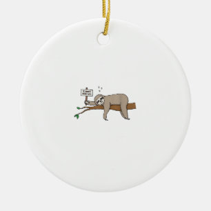Cute Sleeping Sloth T Shirt Funny Lazy Tired Nappi Ceramic Ornament