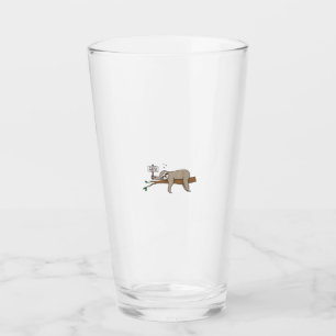 Cute Sleeping Sloth T Shirt Funny Lazy Tired Nappi Glass