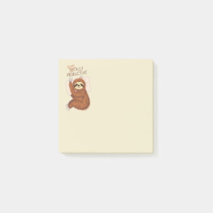 Cute Sleeping Sloth with Pillow and Funny Text Post-it Notes