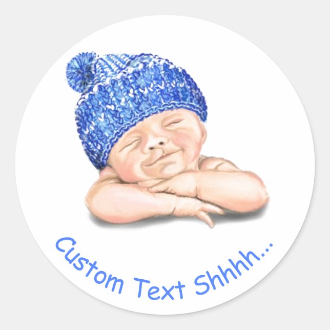 Cute Sleeping Sweet Smiling Happy Baby - Customize Classic Round Sticker (Front)
