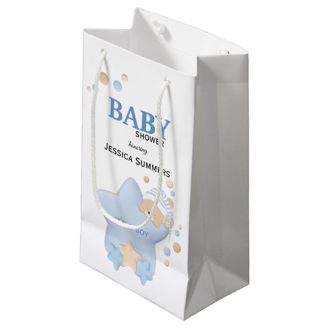 Cute Sleeping Teddy Bear Baby Shower Small Gift Ba Small Gift Bag (Front Angled)