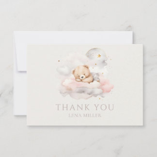 Cute Sleeping Teddy Bear Baby Shower Thank You Card