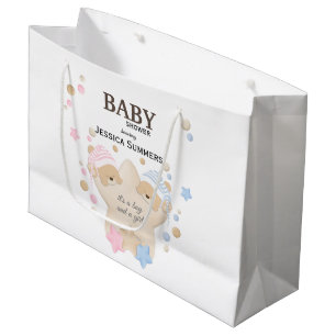 Cute Sleeping Teddy Bear Twins Baby Shower Large G Gift Bag