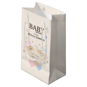 Cute Sleeping Teddy Bear Twins Baby Shower Small G Small Gift Bag
