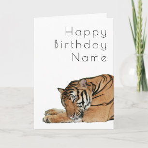 Cute Sleeping Tiger Funny Art Deco Birthday Card