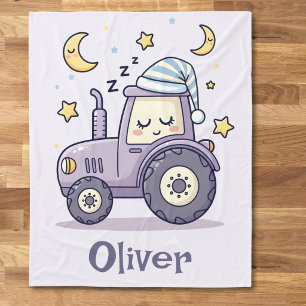 Cute Sleeping Tractor Fleece Blanket
