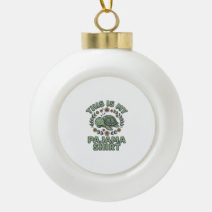 Cute Sleeping Turtle Pajama Shirt Vintage Vector D Ceramic Ball Christmas Ornament