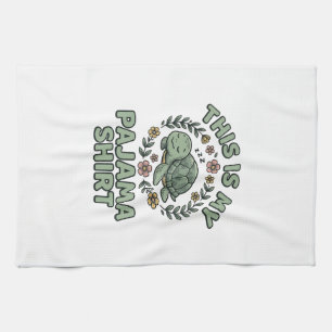 Cute Sleeping Turtle Pajama Shirt Vintage Vector D Kitchen Towel
