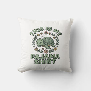 Cute Sleeping Turtle Pajama Shirt Vintage Vector D Throw Pillow