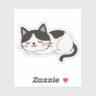 Cute Sleeping Tuxedo Cat Drawing
