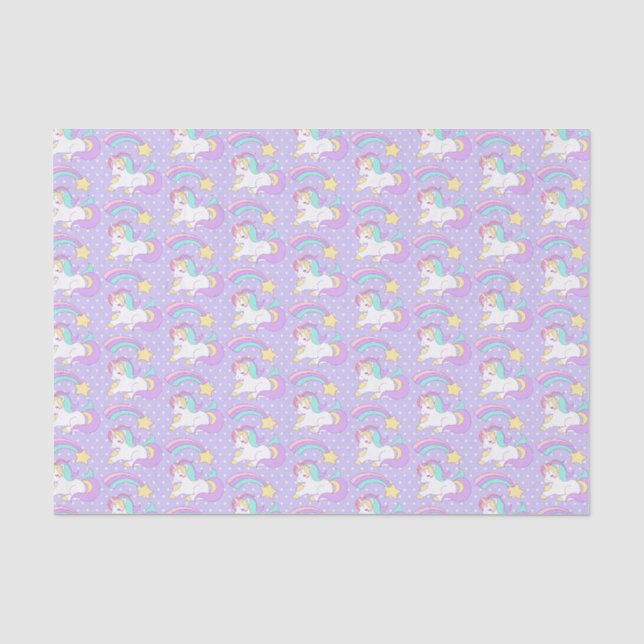 Cute Sleeping Unicorn with Colourful Shooting Star Tissue Paper (Front)