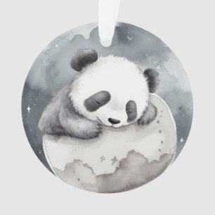 Cute Sleeping Watercolor Baby Panda Ornament