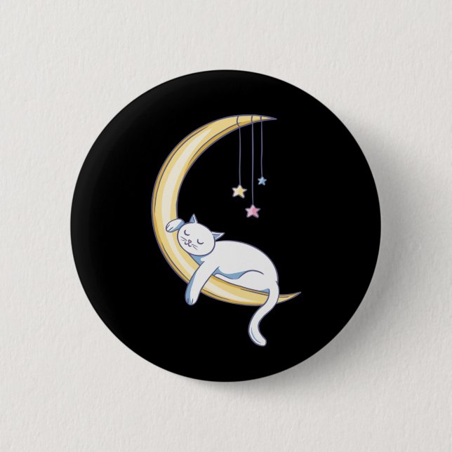 Cute Sleeping White Cat 2 Inch Round Button (Front)