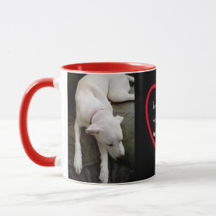 Cute Sleeping White Dog Love Message in Heart Red Mug