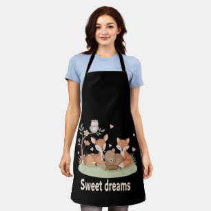 Cute Sleeping Woodland Animals Sweet Dreams Nurser Apron