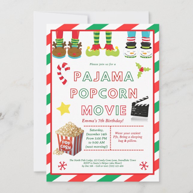 Cute Sleepover Birthday Party Invitation for Kids  (Devant)