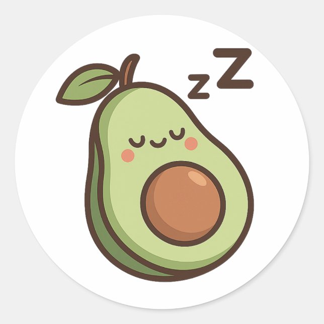Cute Sleepy Avocado – Transparent Sticker (Front)